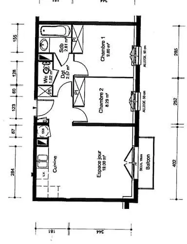 Appartement Familial, 2 Ch., Balcon + Parking